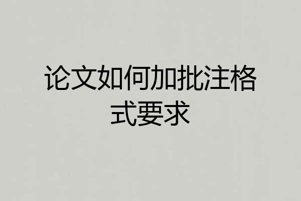 论文如何加批注格式要求