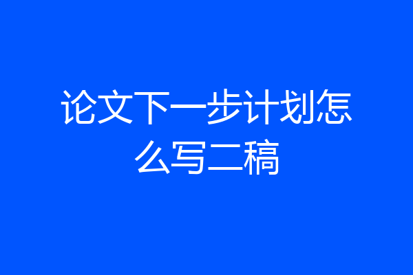 论文下一步计划怎么写二稿