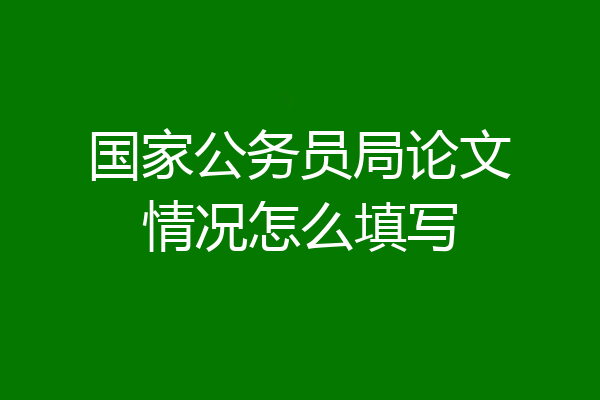国家公务员局论文情况怎么填写