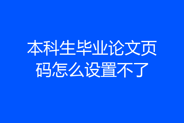 本科生毕业论文页码怎么设置不了
