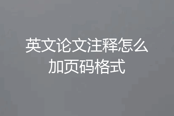 英文论文注释怎么加页码格式