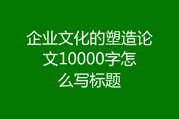 企业文化的塑造论文10000字怎么写标题