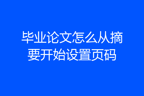 毕业论文怎么从摘要开始设置页码