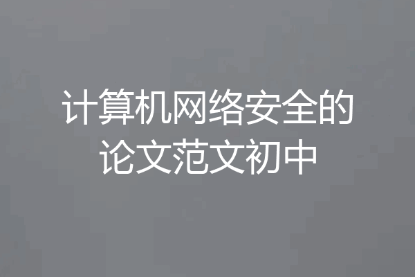 计算机网络安全的论文范文初中