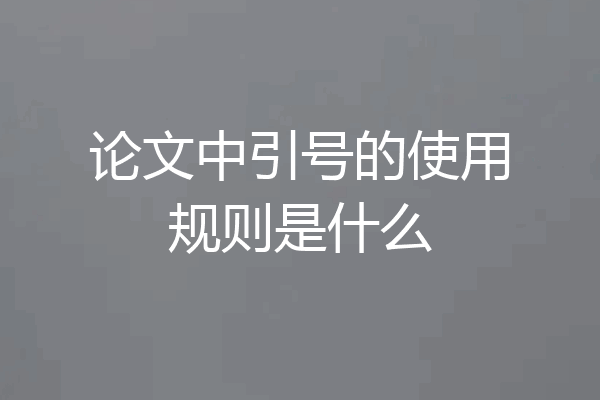 论文中引号的使用规则是什么