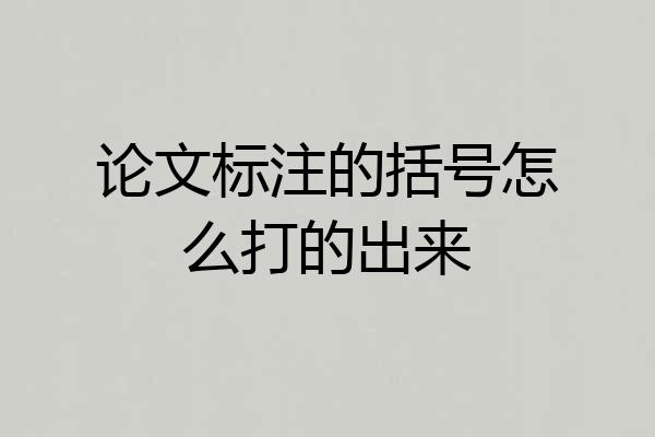 论文标注的括号怎么打的出来