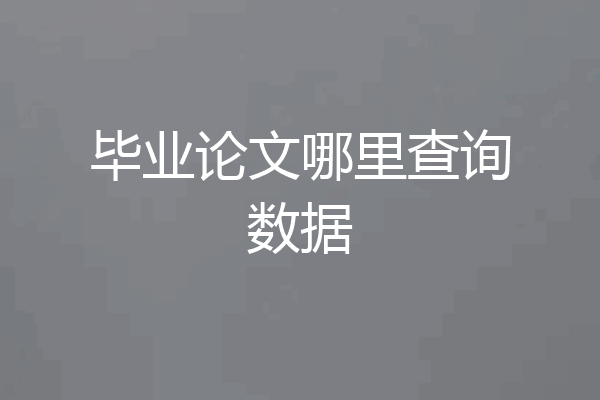 毕业论文哪里查询数据
