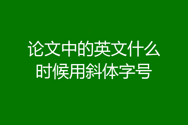 论文中的英文什么时候用斜体字号