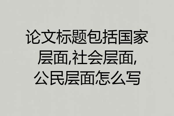 论文标题包括国家层面,社会层面,公民层面怎么写