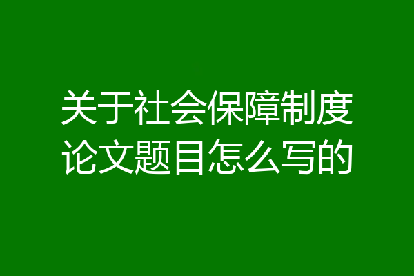 关于社会保障制度论文题目怎么写的