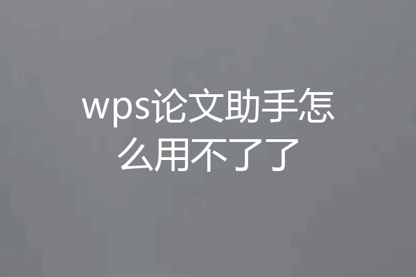 wps论文助手怎么用不了了