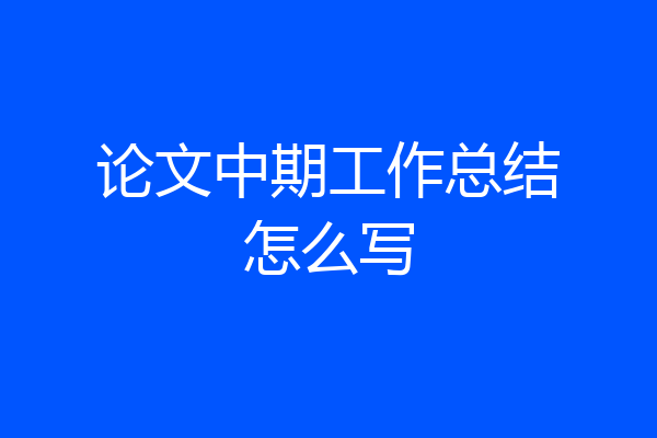 论文中期工作总结怎么写
