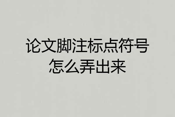 论文脚注标点符号怎么弄出来