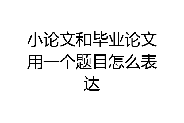 小论文和毕业论文用一个题目怎么表达