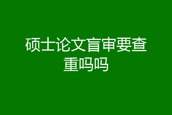 硕士论文盲审要查重吗吗