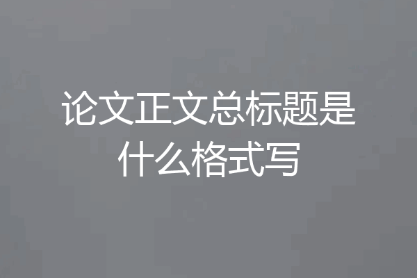 论文正文总标题是什么格式写