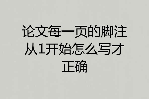 论文每一页的脚注从1开始怎么写才正确