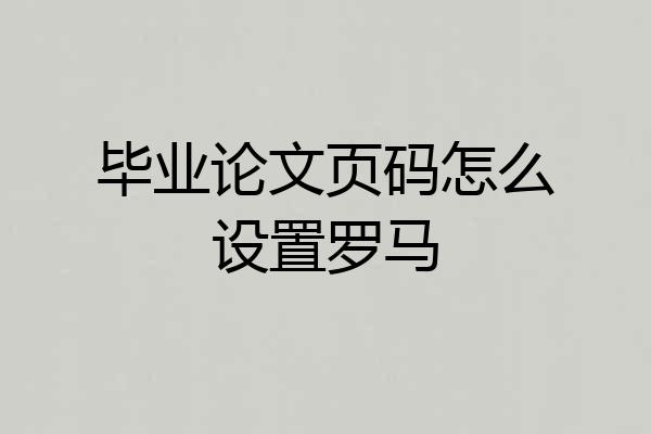 毕业论文页码怎么设置罗马