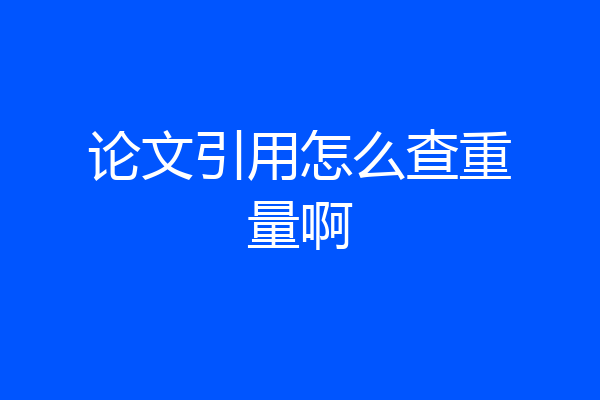 论文引用怎么查重量啊