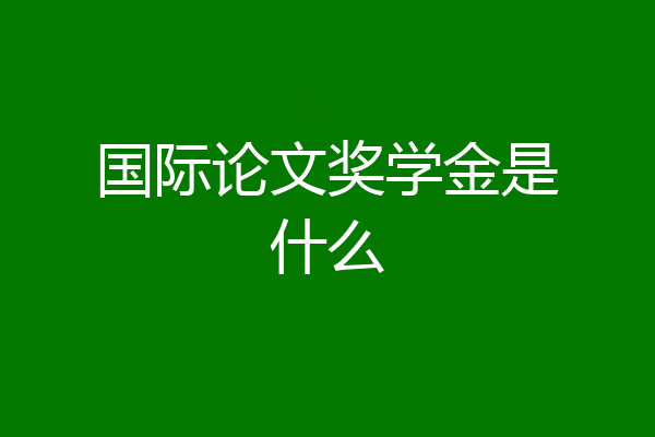 国际论文奖学金是什么