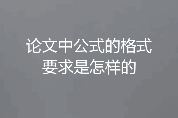 论文中公式的格式要求是怎样的