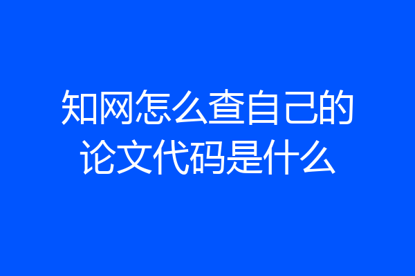 知网怎么查自己的论文代码是什么