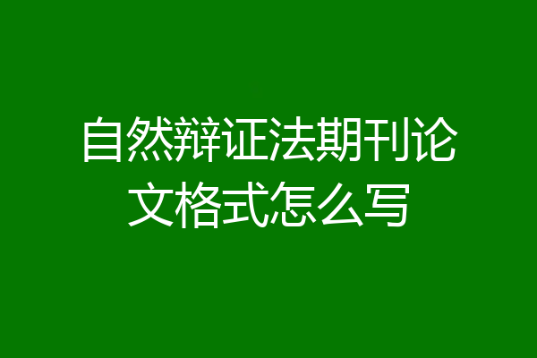 自然辩证法期刊论文格式怎么写
