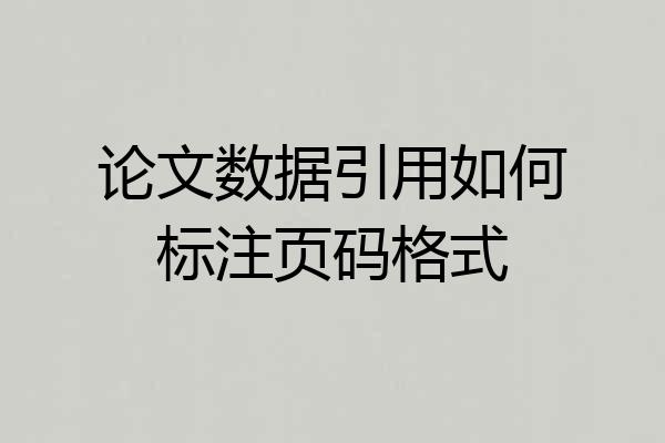 论文数据引用如何标注页码格式