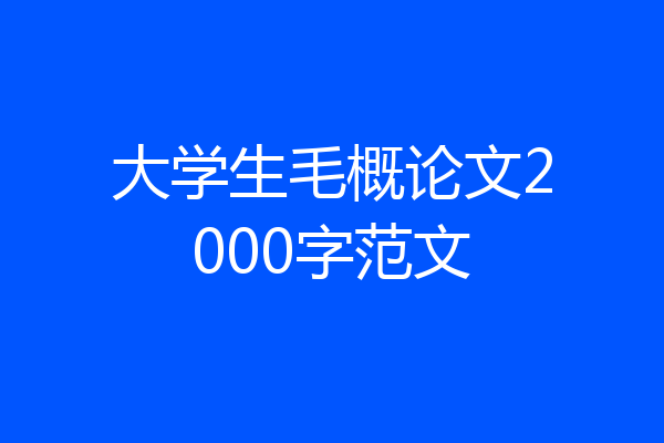 大学生毛概论文2000字范文