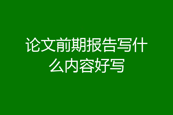 论文前期报告写什么内容好写