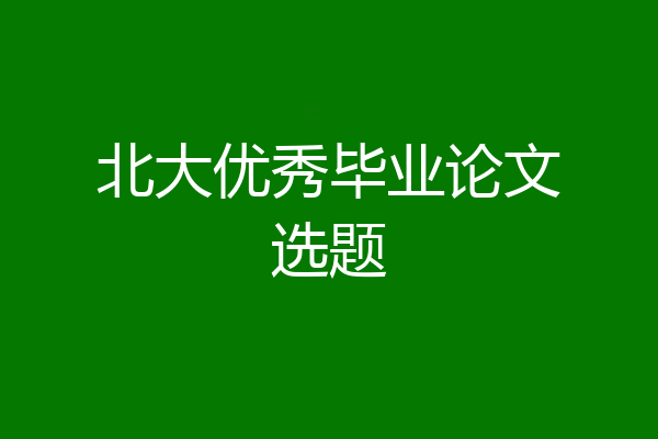 北大优秀毕业论文选题