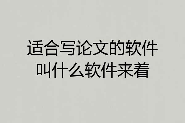 适合写论文的软件叫什么软件来着