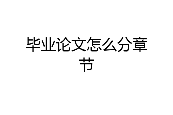 毕业论文怎么分章节