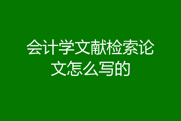 会计学文献检索论文怎么写的