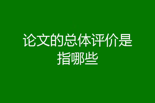 论文的总体评价是指哪些