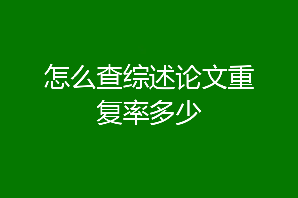 怎么查综述论文重复率多少