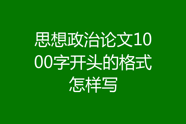 思想政治论文1000字开头的格式怎样写