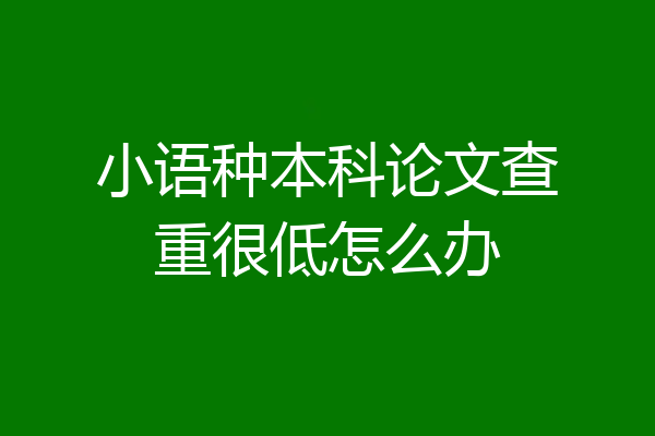 小语种本科论文查重很低怎么办
