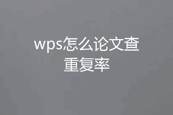 wps怎么论文查重复率