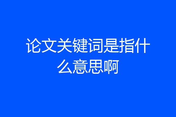 论文关键词是指什么意思啊