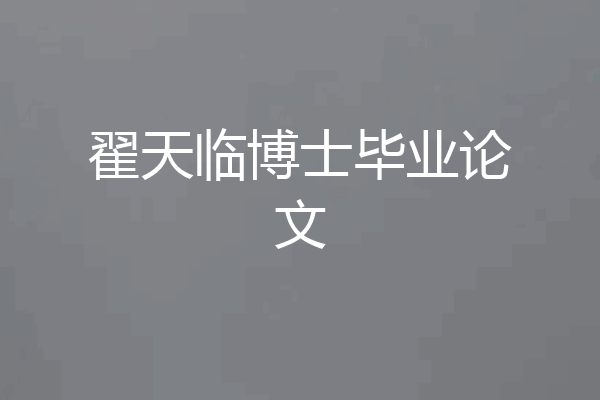 翟天临博士毕业论文
