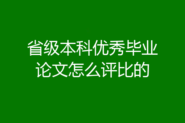 省级本科优秀毕业论文怎么评比的