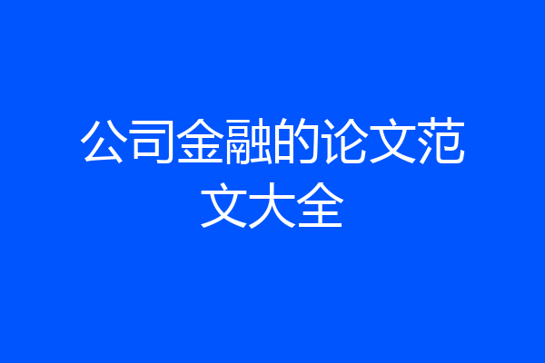 公司金融的论文范文大全