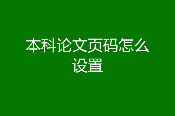 本科论文页码怎么设置