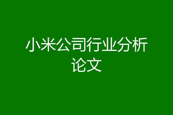 小米公司行业分析论文