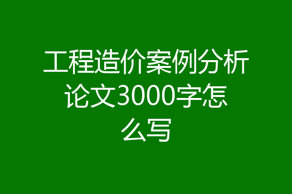 工程造价案例分析论文3000字怎么写