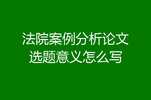 法院案例分析论文选题意义怎么写