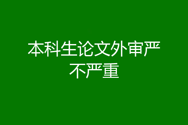 本科生论文外审严不严重