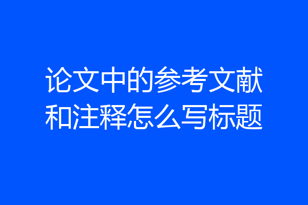 论文中的参考文献和注释怎么写标题