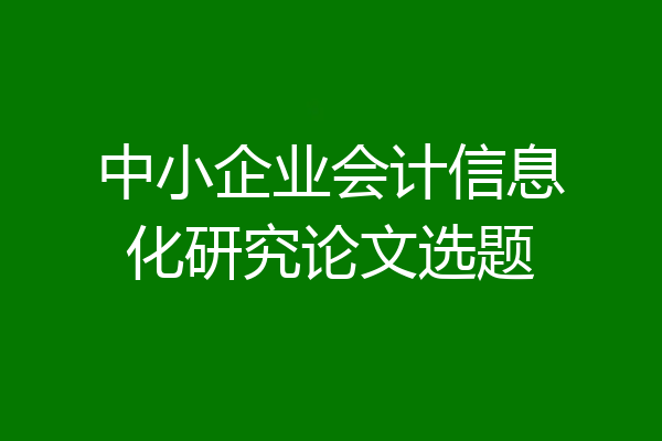 中小企业会计信息化研究论文选题